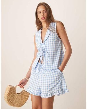 ASOS Ruffle Oversized Collar Tank Top - Blue