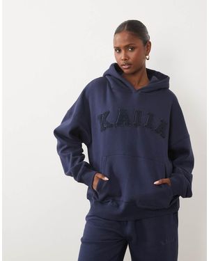 Kaiia Sudadera Con Capucha Oversize De Bouclé Con Logo En Azul Oscuro