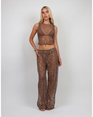 SIMMI Sequin Beach Tank Top - Brown