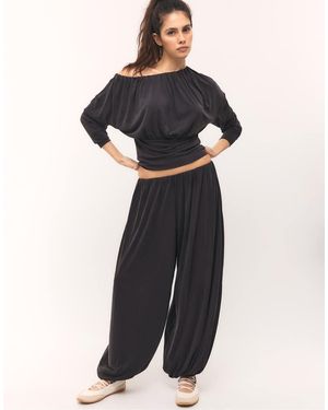Stradivarius Soft-touch Flowing Balloon Trousers - Black