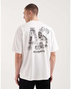 AllSaints Mixtape Graphic Logo T-shirt With Back Print - White