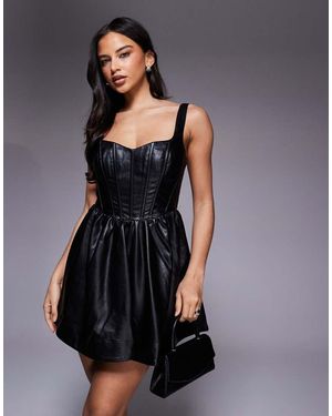 Bardot Savoy Leather Look Mini Dress - Black