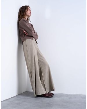 TOPSHOP Premium Wrap Around Extreme Wide Leg Tailored Pants - White