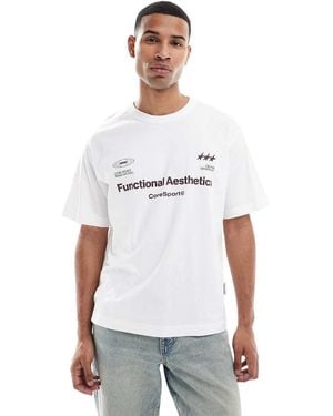 Jack & Jones Oversized Tshirt With Athletic Print - White