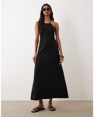 Miss Selfridge Linen Look Halter Maxi Dress - Black