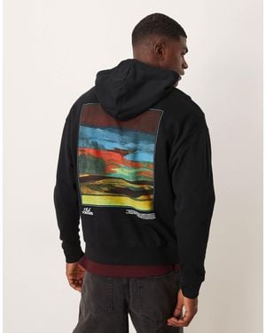 ASOS Relaxed Fit Hoodie With Souvenir Back Print - Blue