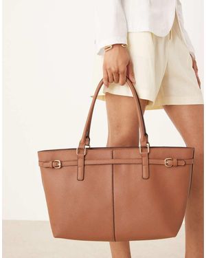 Accessorize Bolso De Hombro Color Tostado Alargado Con Detalle De Hebilla De - Marrón