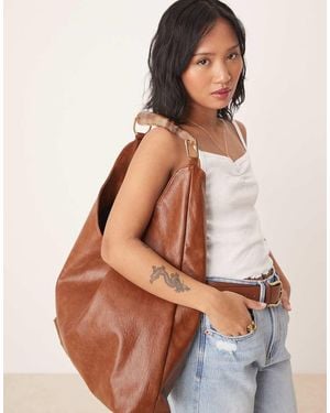 ASOS Borsa Shopping Morbida Color Cuoio Con Manico - Marrone