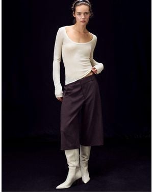 Stradivarius Basic pullover aus wolle und seide mit rundhalsausschnitt - Blau