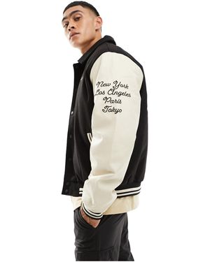 Sean John Varsity Bomberjack Met Geschreven Logo - Wit
