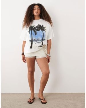 ASOS Asos Design Curve Broderie Wrap Mini Skort With Lace Trim - Blue