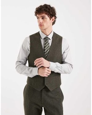 ASOS Wool Mix Slim Suit Waistcoat - Green