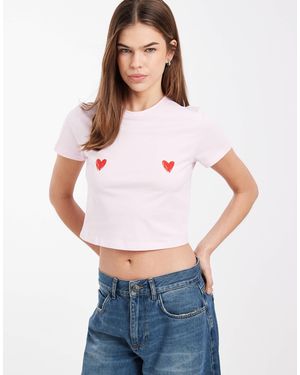 Pieces Valentines Heart Motif Baby Tee - White