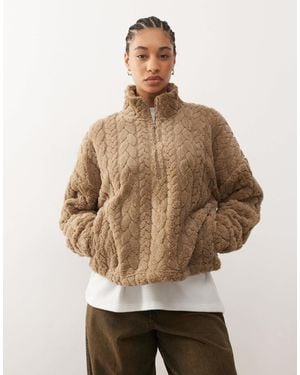 Noisy May Half Zip Fluffy Fleece - Natural