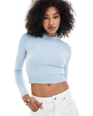 HUGO Hugo Long Sleeve Cropped Top - Blue