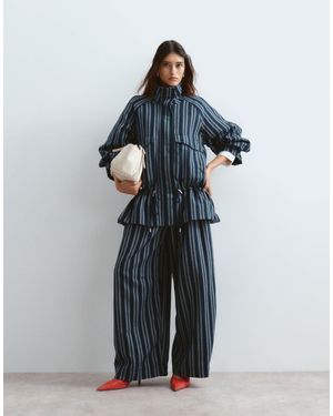 ARRANGE Textured Barrel Leg Pants Co-Ord - Blue