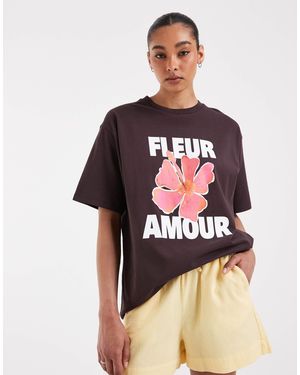 JJXX Oversized T-shirt With Fleur Amore Print - Red