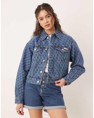 Calvin Klein Signature 90s All Over Print Denim Jacket - Blue
