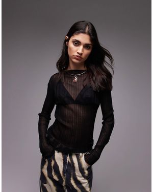 ARKET – transparentes, figurbetontes longline-strickoberteil - Schwarz