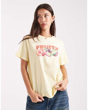 Pieces 'fruity' Graphic Printed T-shirt - Natural