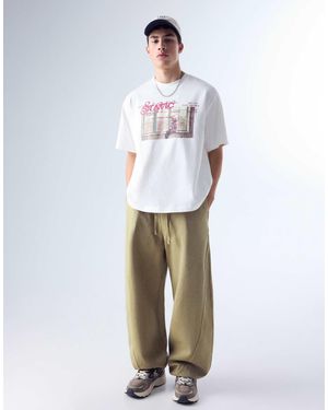 Bershka – ballonhose aus interlock-stoff - Weiß