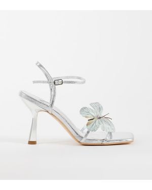 Public Desire Colossus Flower Barely There Heeled Sandals - White