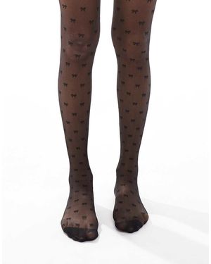 Pretty Polly Collant Neri Con Motivo Con Fiocchi - Marrone