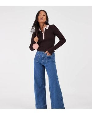 Vero Moda Kayla High Rise Wide Leg Jeans With Pocket Detail - Blue