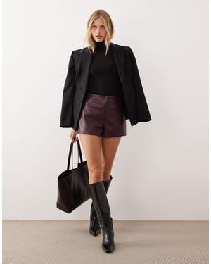 ASOS Short en pu à taille mi-haute - bordeaux - Noir