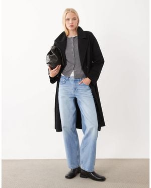 Mango Wool Mix Double Breasted Midi Coat - White