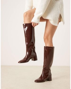 ASOS Cookie Round Toe Pull On Knee Boots - Natural