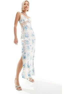 emory park Satin Print Maxi Dress - White