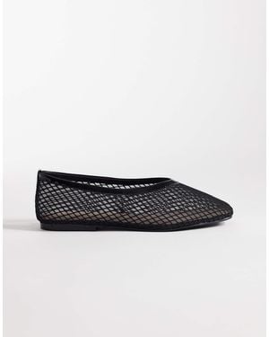 SEQWL Wide Fit Woven Mesh Ballet Flats - Black