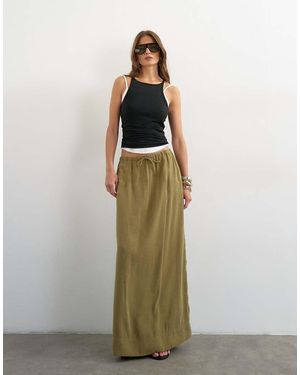 TOPSHOP Tie Waist Slouchy Slim Maxi Skirt - Brown
