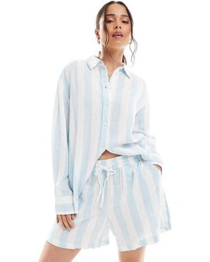 Vero Moda Pantaloncini Pallido A Righe - Bianco