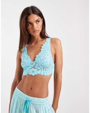 Free People Petal Party Plunge Bralette - Blue