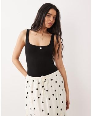 Miss Selfridge Picot Trim Bodysuit - Black