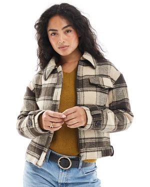 Wednesday's Girl Brushed Check Bomber Jacket - Red