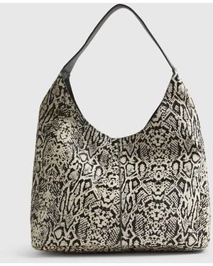 River Island Snake Pony Hair Leather Shoulder Bag - Grey