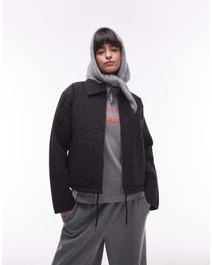 TOPSHOP Giacca Foderata Nera Trapuntata - Blu