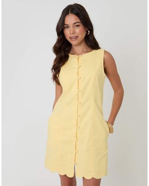 Threadbare Linen Blend Pinafore Dress - Yellow