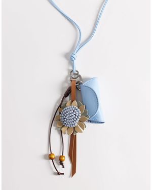 ASOS Flower And Lipstick Case Necklace With Charm Details - Blue