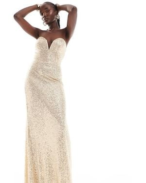 TFNC London Sequin Strapless Maxi Dress - White