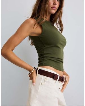 Stradivarius Basic Sleeveless T-shirt - Green