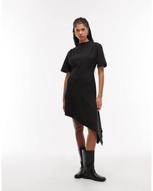 AllSaints Rosa Asymetric Short Sleeve Mini Dress - Black