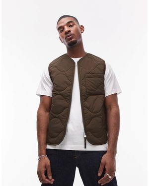 ARKET Quilted Gilet With Zip Front - Brown