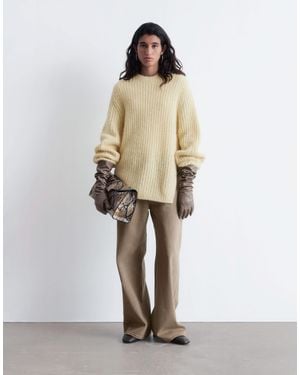 & Other Stories Alpaca And Mohair Sweater With Sculptural Sleeves And Split Side - Natural