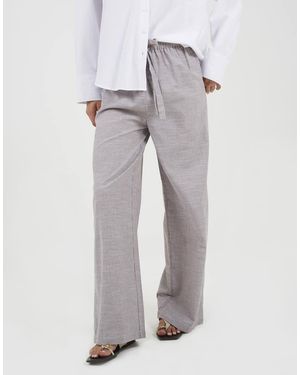 Brave Soul Cotton Stripe Straight Leg Trousers - Grey