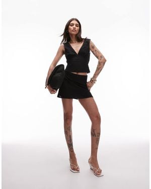 Nia Eva Fitted Plemet Mini Skirt - Black