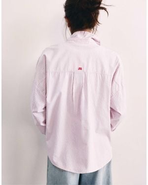 Pull&Bear Hemd mit stickerei und streifen - Pink